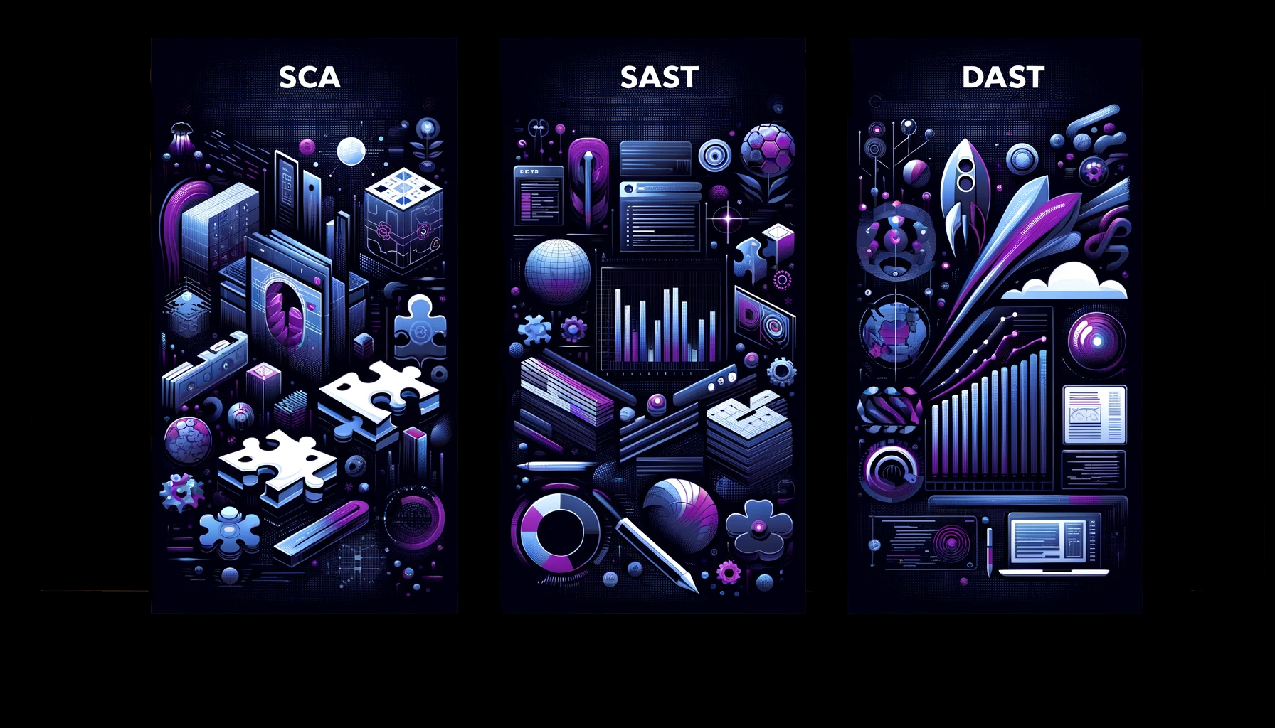 Comparison of SCA, SAST, and DAST in SAP S4 - A visual representation of the differences between these security testing methods